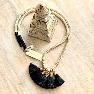 🔴SOLD -Sylvia Benson Tassel Wooden Beaded Necklace
